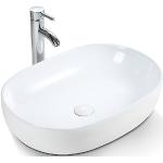 Weiße Ovale Handwaschbecken & Gäste-WC-Waschtische aus Keramik ohne Hahnloch 