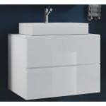 Weiße VCM Waschbeckenunterschränke & Badunterschränke aus Keramik Breite 50-100cm, Höhe 50-100cm, Tiefe 0-50cm 