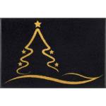 Goldene Motiv Fußmatten mit Weihnachts-Motiv aus Textil maschinenwaschbar 