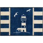 Reduzierte Blaue Maritime Wash & Dry Schmutzfangmatten & Fußabtreter mit Leuchtturm-Motiv aus Polyamid 