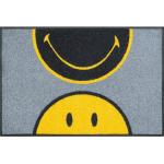 Graue Motiv Wash & Dry Smiley Emoji Smiley Fußmatten waschbar mit Tiermotiv aus Polyamid maschinenwaschbar 