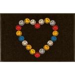 Wash&dry - Waschbare Fußmatte Smiley Love Hearts - ca 50 x 75 cm Wash+Dry