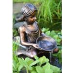 Knabe mit Gans Wasserspeier Gartenfigur Steinfigur H 70 