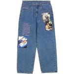 Blaue Bestickte Streetwear Jeans mit Stickerei mit Reißverschluss aus Baumwolle für Herren 