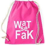 Wat se fak Gym Bag Turnbeutel Rucksack Sport Hipster Style in 8 Farben, Farbe:Pink
