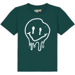 Grüne Emoji Smiley Nachhaltige Rundhals-Ausschnitt Kinder T-Shirts aus Baumwolle Größe 98 