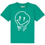 Grüne Emoji Smiley Nachhaltige Rundhals-Ausschnitt Kinder T-Shirts aus Baumwolle Größe 110 
