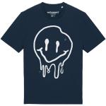 Marineblaue Emoji Smiley Nachhaltige T-Shirts aus Baumwolle für Herren Größe L 