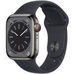 Anthrazitfarbene 5 Bar wasserdichte Wasserdichte Apple Watch Series 8 Armbanduhren aus Edelstahl mit GPS mit LTE zum Sport 