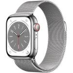 Silberne 5 Bar wasserdichte Wasserdichte Apple Watch Series 8 Armbanduhren mit GPS mit LTE mit Milanaise-Armband 