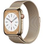 Goldene 5 Bar wasserdichte Wasserdichte Apple Watch Series 8 Armbanduhren mit GPS mit LTE mit Milanaise-Armband 