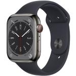 Anthrazitfarbene 5 Bar wasserdichte Wasserdichte Apple Watch Series 8 Armbanduhren aus Edelstahl mit GPS mit LTE zum Sport 