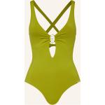 Olivgrüne WATERCULT Damenbadeanzüge mit Cutwork aus Polyamid ohne Bügel Größe M 