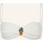 Weiße Boho WATERCULT Bandeau Bikinitops mit Ananas-Motiv aus Polyamid ohne Bügel für Damen Größe S 