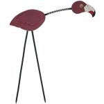 Rote 62 cm Flamingo-Gartenfiguren mit Tiermotiv aus Holz 