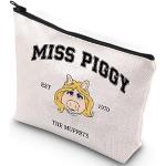 Cremefarbene Muppet Show Miss Piggy Schminktaschen & Make-Up Taschen mit Reißverschluss für Damen klein 
