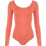 WearAll - Damen Body elastisch Langarm Bodysuit Top - Koralle - 40-42