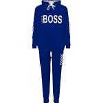 WearAll Damen Plus Like Boss Print Hood Sweatshirt Top Jogginghose Damen Trainingsanzug 14-28, königsblau, 44