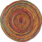 Bunte Runde Webteppiche 120 cm aus Textil 