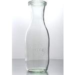 Weck 6 Einkochgläser 1,0 Liter Saftflasche RR60 mit Glasdeckel und Auswahl Zubehör im Original Karton (Mit Glasdeckel, Ringen und Klammern)