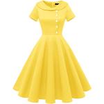 Gelbe Vintage Peter Pan Partykleider für Damen Größe M für den für den Sommer 