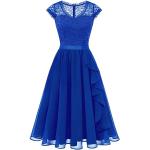 Royalblaue Elegante Chiffon-Abendkleider mit Rüschen aus Chiffon für Damen Größe S für Hochzeitsgäste für den für den Sommer 