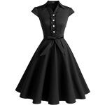 Schwarze Motiv Vintage Kurzärmelige Mini Kurze Abendkleider mit Knopf für Damen Übergrößen zur Hochzeit 