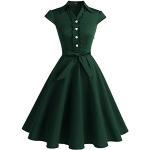 Tannengrüne Motiv Vintage Kurzärmelige Mini Kurze Abendkleider mit Knopf für Damen Übergrößen zur Hochzeit 