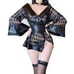 Schwarze Geisha-Kostüme aus Mesh für Damen Einheitsgröße 