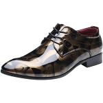 Goldene Business Hochzeitsschuhe & Oxford Schuhe mit Schnürsenkel aus PU leicht für Herren Größe 45 