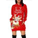 Reduzierte Rote Sweatkleider mit Kapuze für Damen zu Weihnachten 