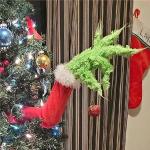 Rote Der Grinch Weihnachtstürkränze mit Elfenmotiv 