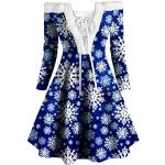 Blaue Maritime Langärmelige One Shoulder Kurze Abendkleider mit Elfenmotiv aus Chiffon für Damen Größe M Weihnachten 
