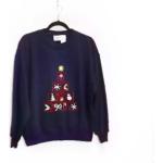 Marineblaue Bestickte Vintage Herrensweatshirts maschinenwaschbar Weihnachten 