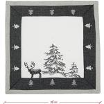 Graue Bestickte Weihnachtsdeckchen mit Hirsch-Motiv aus Kiefer 