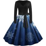 Marineblaue Vintage Kurze Abendkleider aus Baumwolle für Damen Größe XXL Weihnachten für den für den Frühling 