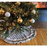 Graue Karo Zeitzone Runde Weihnachtsbaumdecken aus Kunstfell 
