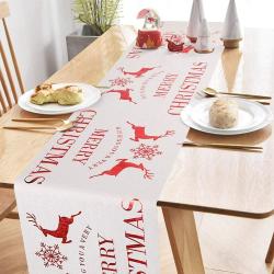 Sun Flowerde - Weihnachtsflagge bedruckte Baumwolle Leinen Tischdecke Weihnachten Tischläufer Rechteckige Tischläufer Tischdecke Dekorationen （Elchbeige）