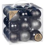 Schwarze Runde Christbaumkugeln & Weihnachtsbaumkugeln aus Kunststoff 27-teilig 