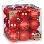 Rote Runde Christbaumkugeln & Weihnachtsbaumkugeln aus Kunststoff 27-teilig 