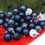 Blaue JAWSEU Christbaumkugeln & Weihnachtsbaumkugeln matt aus Kunststoff bruchsicher 30-teilig 
