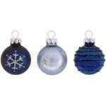 Blaue Runde Weihnachtskugeln matt aus Glas 3-teilig 
