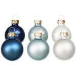 Hellblaue Runde Weihnachtskugeln matt aus Glas 6-teilig 