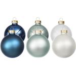 Hellblaue Buttinette Runde Weihnachtskugeln matt aus Glas 6-teilig 