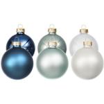 Hellblaue Runde Weihnachtskugeln matt aus Glas 6-teilig 