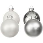 Silberne Runde Weihnachtskugeln matt aus Glas 6-teilig 
