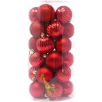 Rote Christbaumkugeln & Weihnachtsbaumkugeln aus Kunststoff 30-teilig 