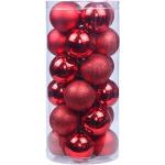 Pinke Runde Christbaumkugeln & Weihnachtsbaumkugeln aus Kunststoff bruchsicher 24-teilig 