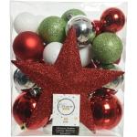 Silberne Runde Christbaumkugeln & Weihnachtsbaumkugeln matt aus Kunststoff 33-teilig 