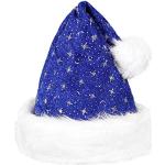 Weihnachtsmütze mit Pelzrand und glitzer blau Kinder 02a